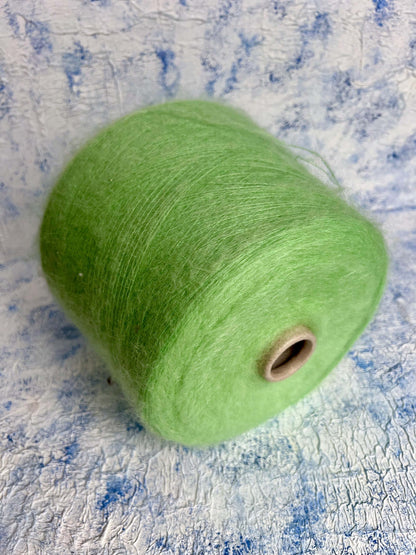 Super KidMohair 67%, PA 30%, Merino 3% yarn. Color Light Green. Per 100 gr