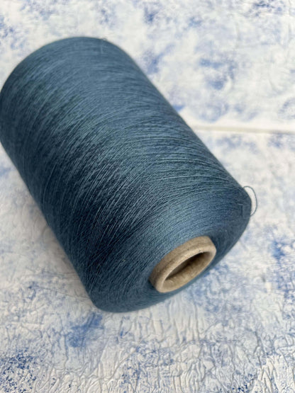 Merino yarn 70%, Silk yarn 30%, Loro Piana yarn, Blue. Per 100 gr