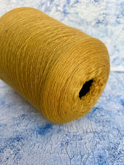 Casmere yarn 100%. Yarn for knitting,weaving. Color Yellow. Per 100 gr