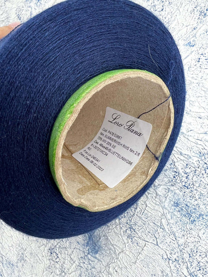 Merino yarn 70%, Silk yarn 30%, Loro Piana yarn, Dark Blue. Per 100 gr