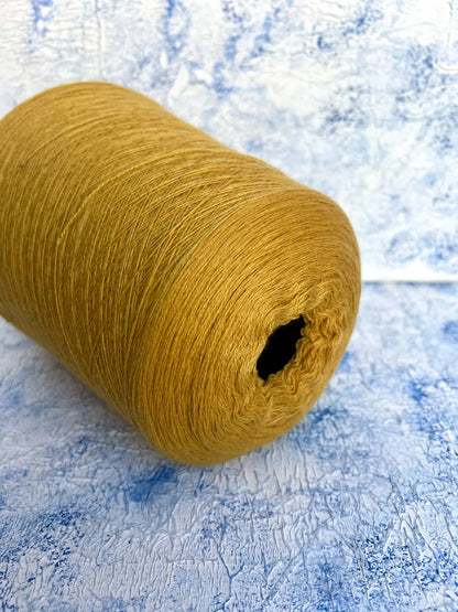 Casmere yarn 100%. Yarn for knitting,weaving. Color Yellow. Per 100 gr