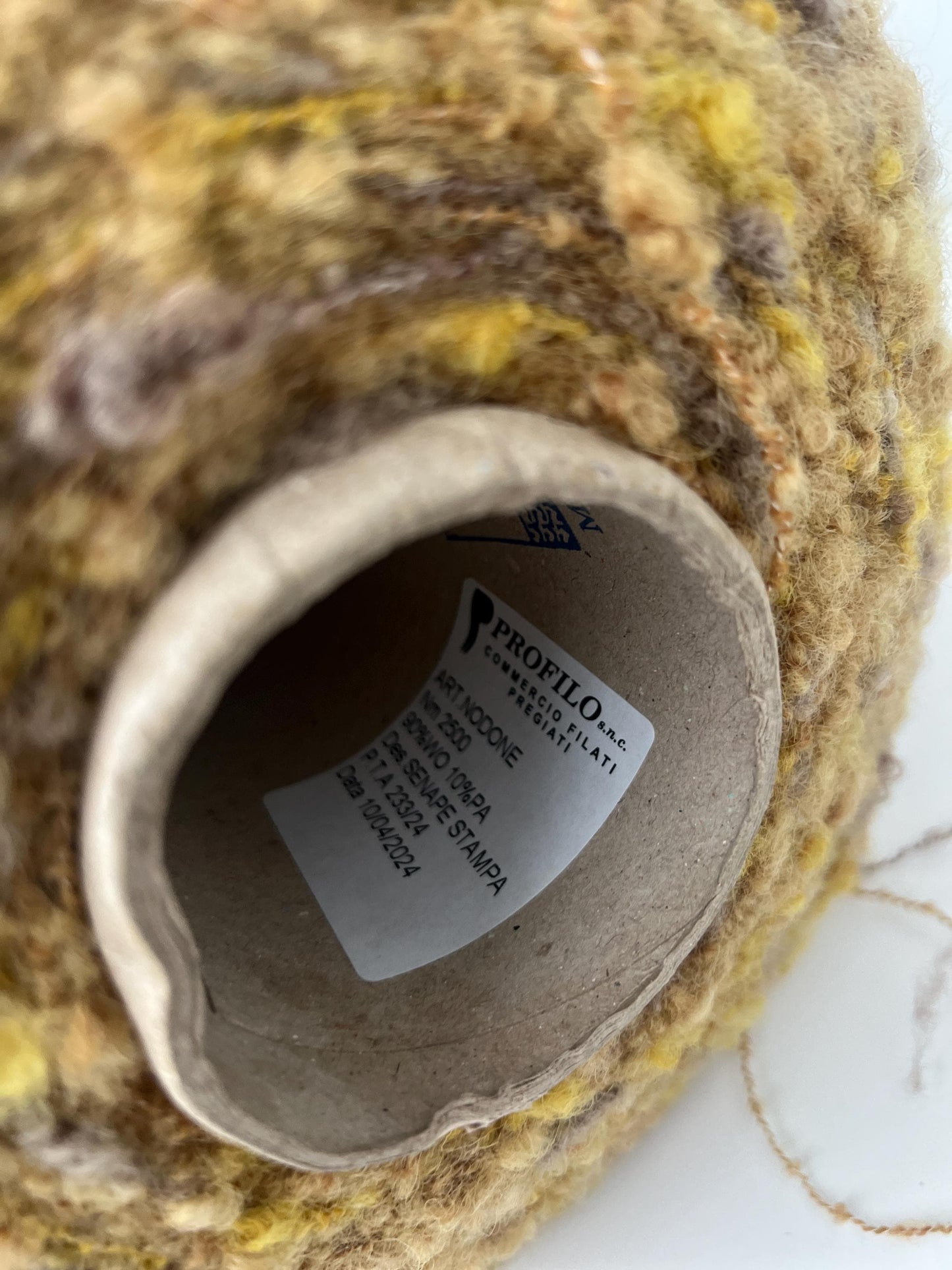 NODONE, Wool 90%,PA 10% Yarn on Cone.Nm 2500,Senape Stampa.Per 100 gr