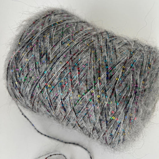 Merino Alpaca Paillettes Yarn Eloisa Gray – Italian Sequin Yarn. Per 100 gr