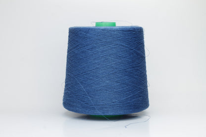 Fine, single-ply linen yarn in a rich Blue. Reveals a crisp texture and subtle natural sheen, typical of pure linen fiber.