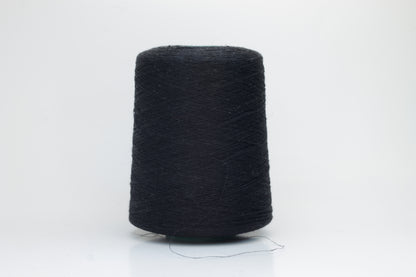 Fine, single-ply linen yarn in a Black. Reveals a crisp texture and subtle natural sheen, typical of pure linen fiber.