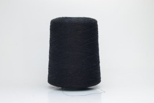 Fine, single-ply linen yarn in a Black. Reveals a crisp texture and subtle natural sheen, typical of pure linen fiber.