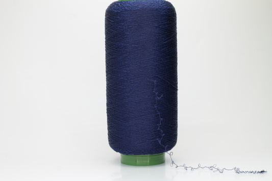 Silk 92%, PA 6%, LY 2% yarn on Cone. Nm 2/90,Prisma Ricerche. Color Blue