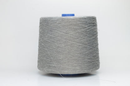 Fine, single-ply linen yarn in a rich charcoal gray. Reveals a crisp texture and subtle natural sheen, typical of pure linen fiber.