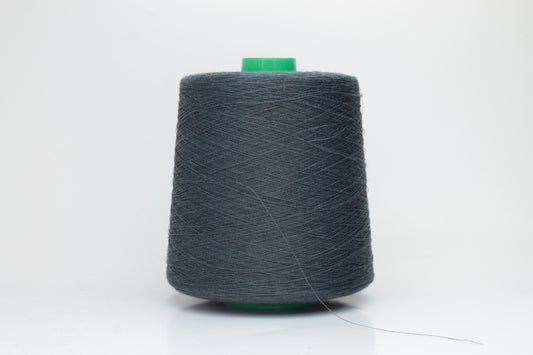Fine, single-ply linen yarn in a rich Charcoal Grey. Reveals a crisp texture and subtle natural sheen, typical of pure linen fiber.