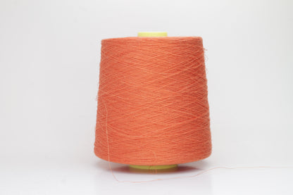 Fine, single-ply linen yarn in a rich Orange. Reveals a crisp texture and subtle natural sheen, typical of pure linen fiber.