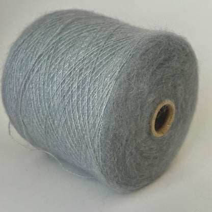 Super Kid Mohair 70% & Silk 30% yarn on Cone for knitting. Gray. Per 100 gr