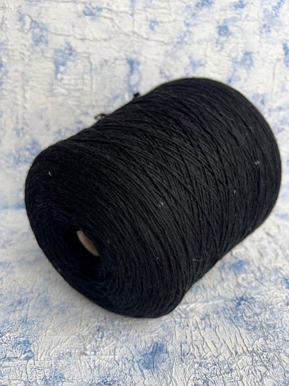 Zegna Baruffa Cashwool 100% Merino Yarn with Sequins–Black.Per 100 gr