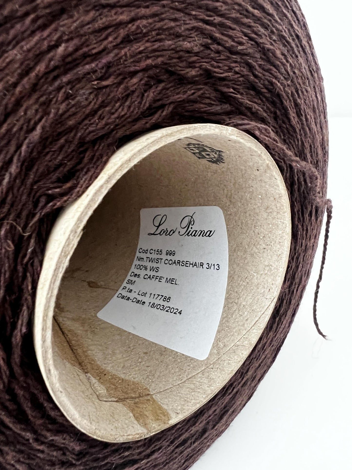 Cashmere Twist Coarsehair 100%,Nm 3/13, Loro Piana. Caffe.Per 100 gr