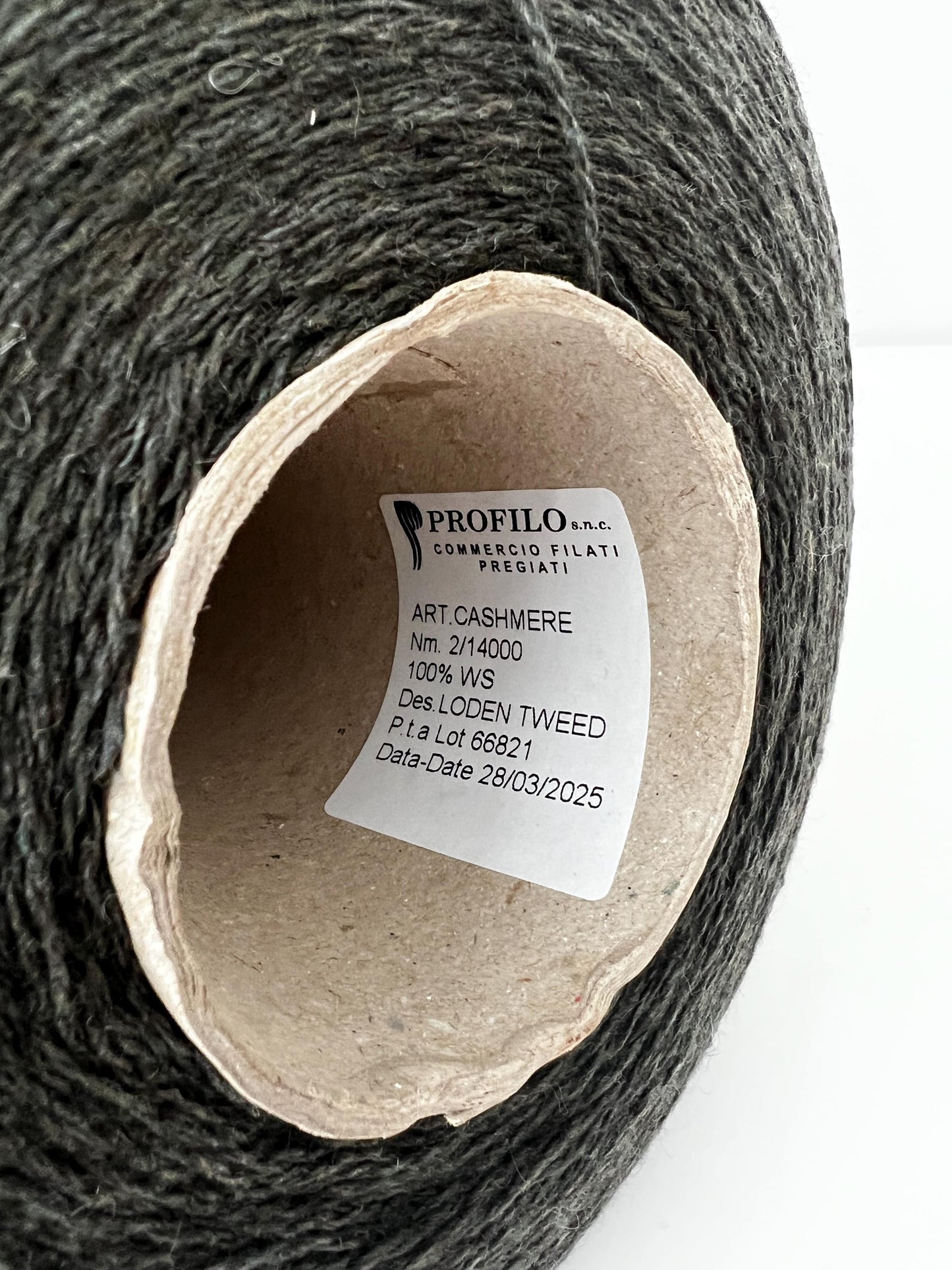 Cashmere yarn 100% Nm 2/14, Profilo, Color Loden Tweed.Per 100 gr
