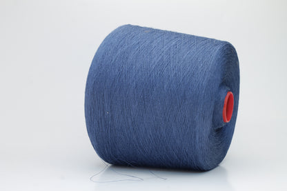 Fine, single-ply linen yarn in a rich Jeans. Reveals a crisp texture and subtle natural sheen, typical of pure linen fiber.