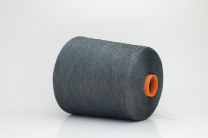 Fine, single-ply linen yarn in a rich Deep Sage Charcoal. Reveals a crisp texture and subtle natural sheen, typical of pure linen fiber.