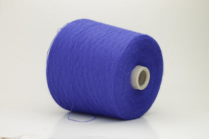 Angora 70%, 20% PA, 10% WV. Nm 1/15 Gold Extra. Color Royal Blue