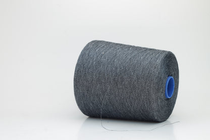 Fine, single-ply linen yarn in a rich Deep Sage Charcoal. Reveals a crisp texture and subtle natural sheen, typical of pure linen fiber.