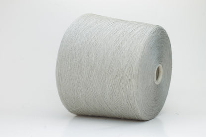 Fine, single-ply linen yarn in a rich Silver. Reveals a crisp texture and subtle natural sheen, typical of pure linen fiber.