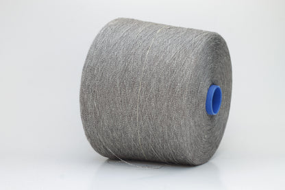 Fine, single-ply linen yarn in a rich Medium Heather Gray. Reveals a crisp texture and subtle natural sheen, typical of pure linen fiber.