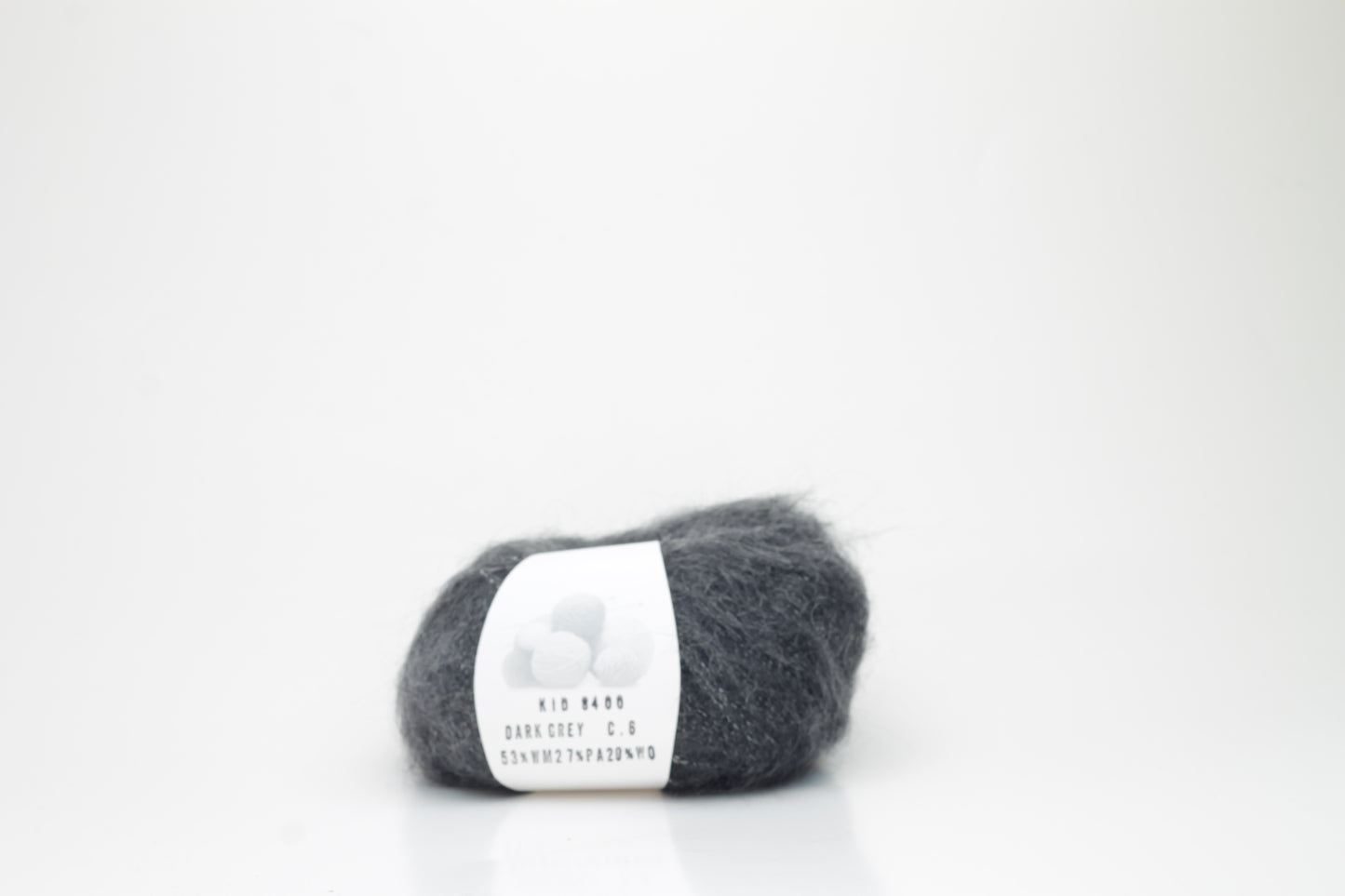 Color Dark Gray, 53% Mohair yarn , 27% PA, 20% Wool, Nm 8400, 25gr,  Filpucci