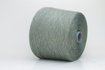 Fine, single-ply linen yarn in a rich Sage Green. Reveals a crisp texture and subtle natural sheen, typical of pure linen fiber.
