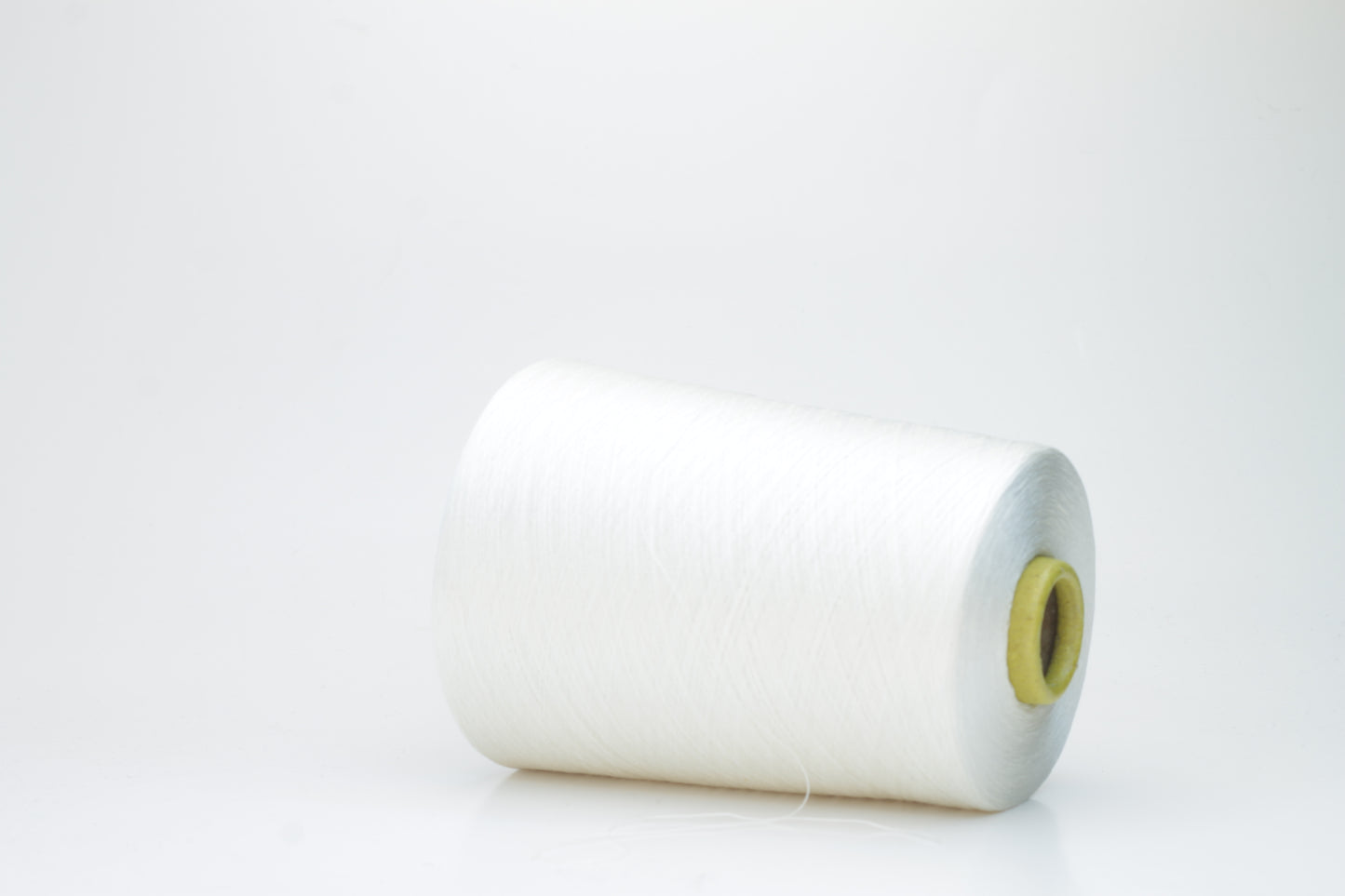 A close-up of premium 100% silk yarn, tightly plied, displaying a smooth, lustrous surface and a warm, creamy latte beige color.