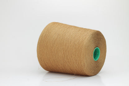 Fine, single-ply linen yarn in a Brown. Reveals a crisp texture and subtle natural sheen, typical of pure linen fiber.