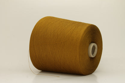 Luxurious, fine Loro Piana silk yarn in a rich, deep dark mustard color. Smooth, evenly spun single strand with a brilliant natural sheen.