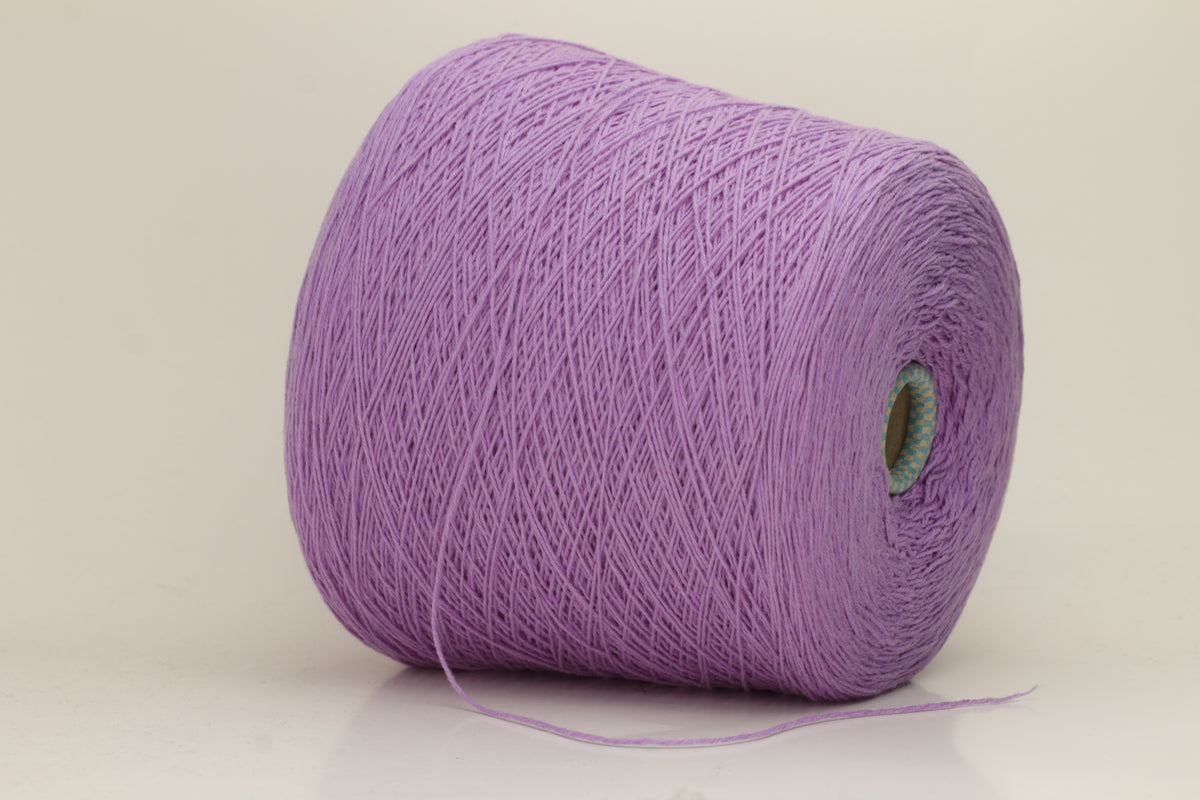Vivid royal purple cashmere yarn, softly coiled, showcasing its fine 6-ply twist and subtle lustrous sheen, ideal for luxury textiles.