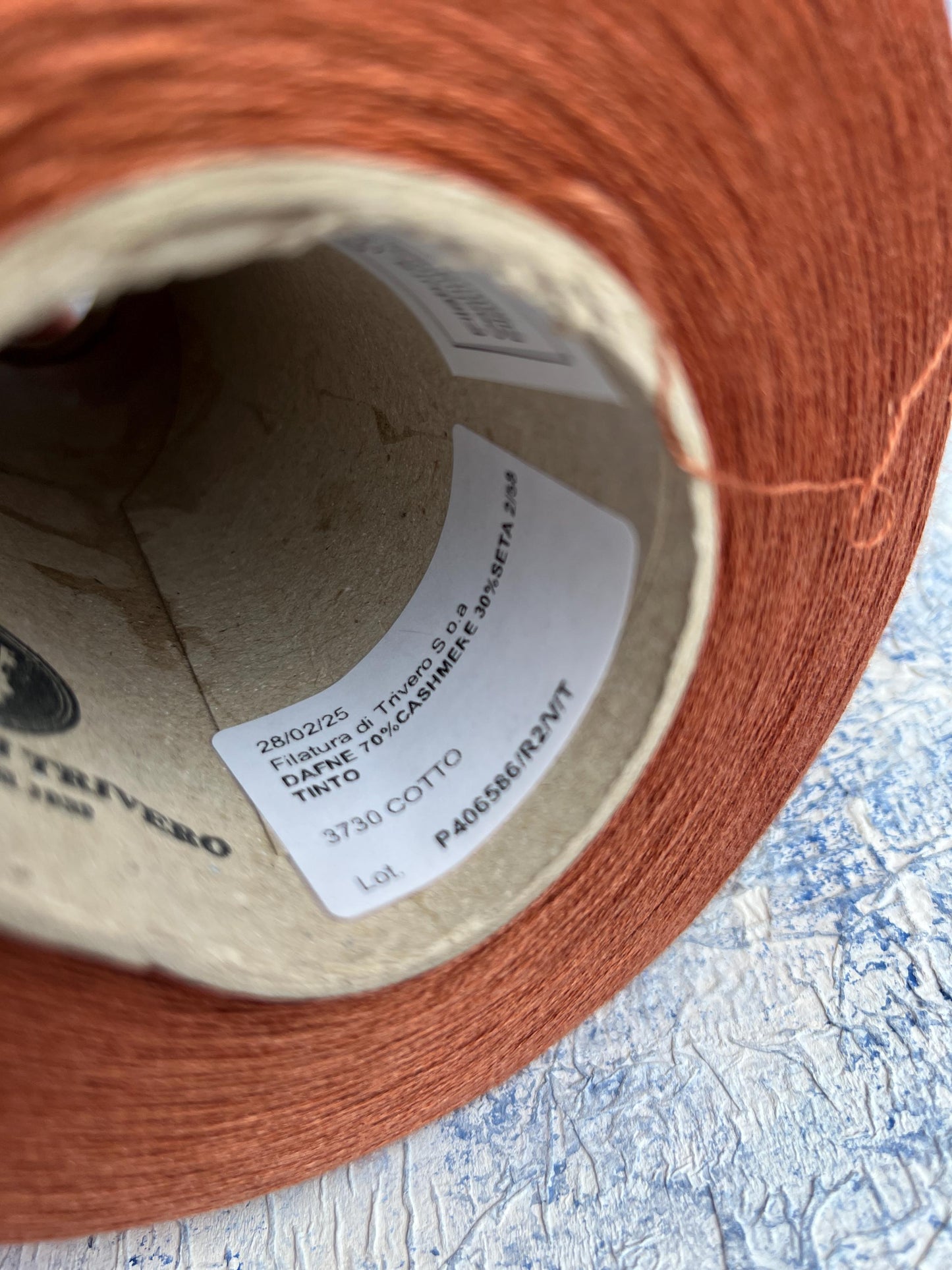 Cashmere 70% & Silk 30% Yarn for knitting on cone, Color Cotto. Per 100 gr