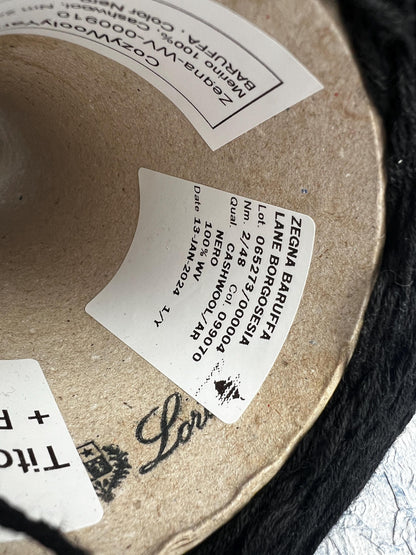 Zegna Baruffa Cashwool 100% Merino Yarn with Sequins–Black.Per 100 gr