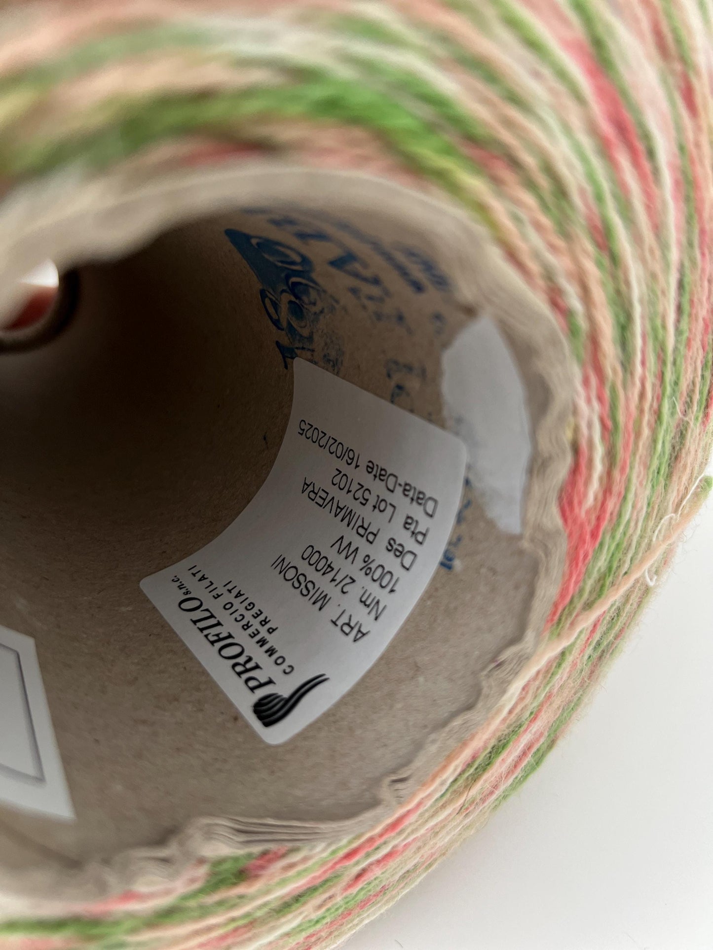 MISSONI-Merino yarn 100%,PROFILLO.Nm 2/14.Color PRIMAVERA.Per 100gr