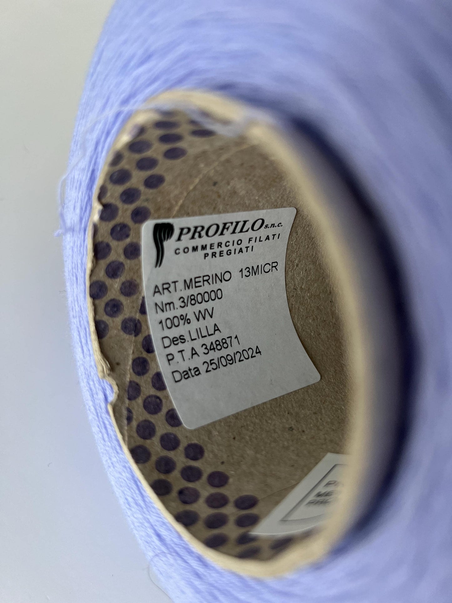 Merino yarn for knitting 100%, PROFILLO,Nm 3/80.Color LILLA.Per 100 gr