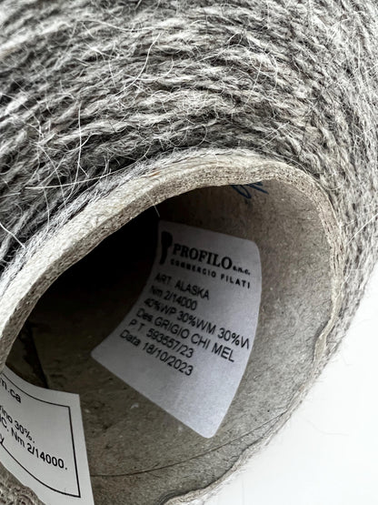 Alpaca 40%,Merino 30%,Mohair 30% Yarn.PROFILLO, Color Gray.Per 100 gr