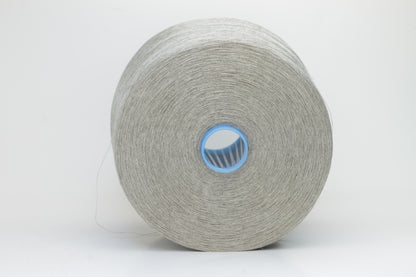Fine, single-ply linen yarn in a rich charcoal gray. Reveals a crisp texture and subtle natural sheen, typical of pure linen fiber.