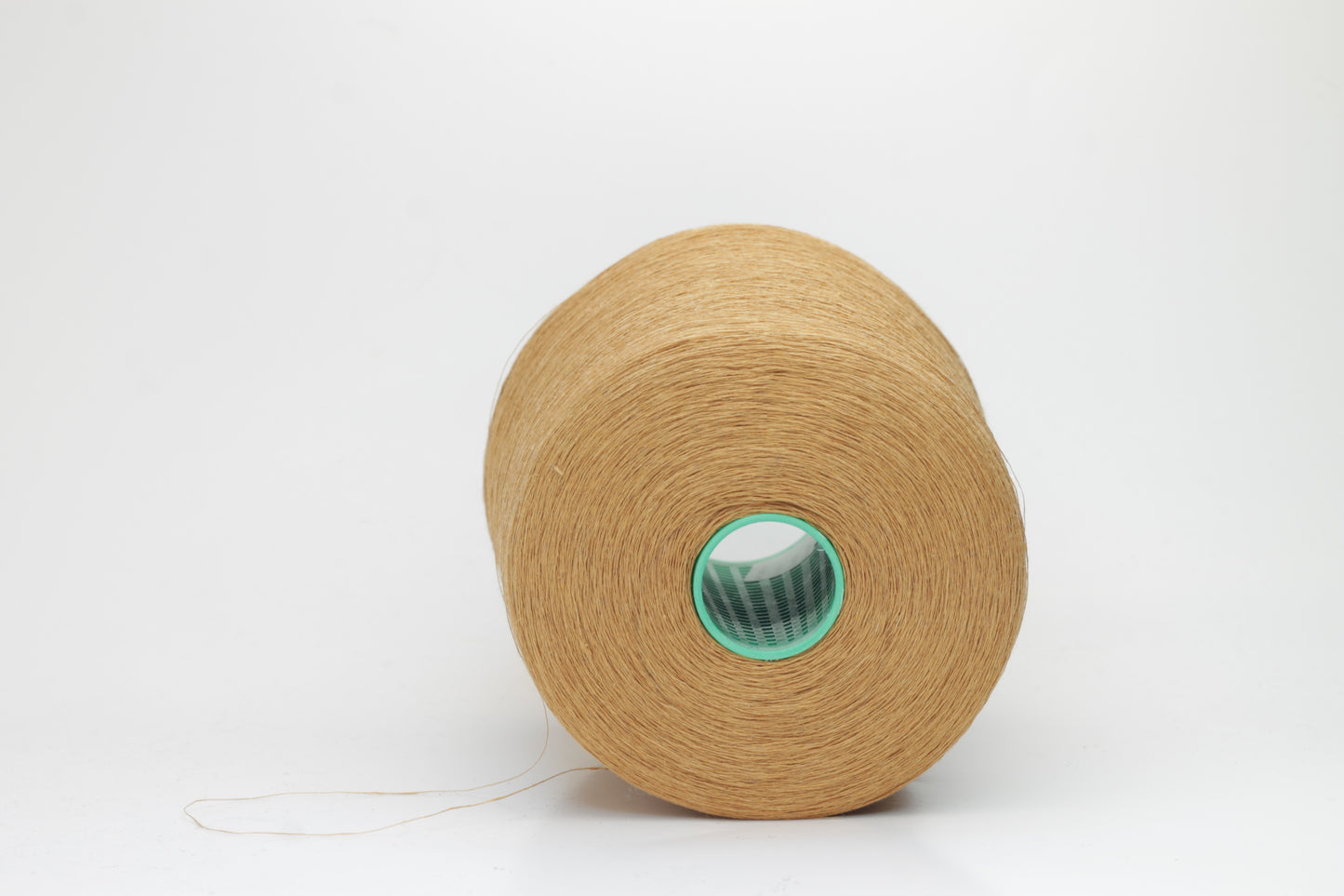 Fine, single-ply linen yarn in a Brown. Reveals a crisp texture and subtle natural sheen, typical of pure linen fiber.