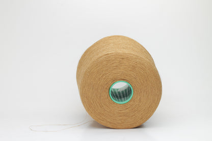 Fine, single-ply linen yarn in a Brown. Reveals a crisp texture and subtle natural sheen, typical of pure linen fiber.