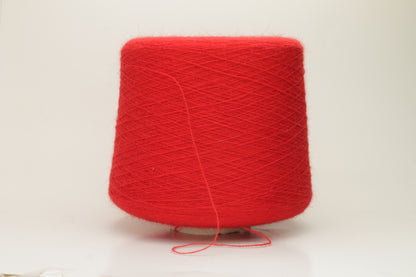 Angora 70%, 20% PA, 10% WV. Nm 1/15 Gold Extra. Color Red