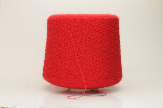 Angora 70%, 20% PA, 10% WV. Nm 1/15 Gold Extra. Color Red