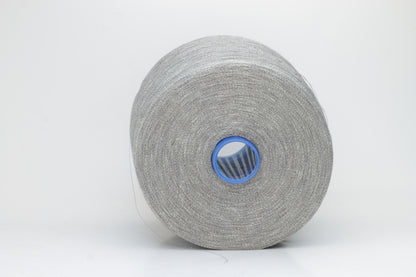 Fine, single-ply linen yarn in a rich charcoal gray. Reveals a crisp texture and subtle natural sheen, typical of pure linen fiber.