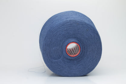 Fine, single-ply linen yarn in a rich Jeans. Reveals a crisp texture and subtle natural sheen, typical of pure linen fiber.