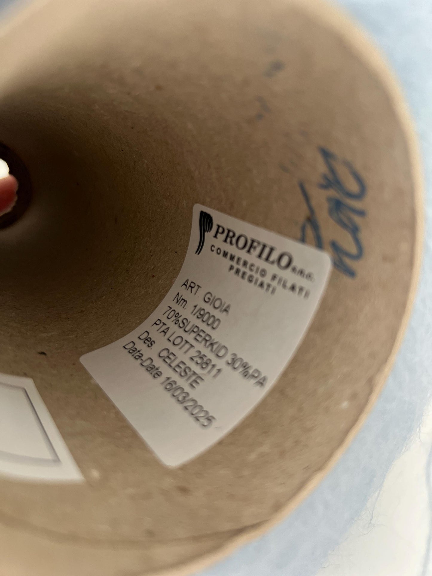 SuperKidMohair 70%, NY 30%, Profilo GIOIA, Nm 9000-Celeste.Per 100 gr