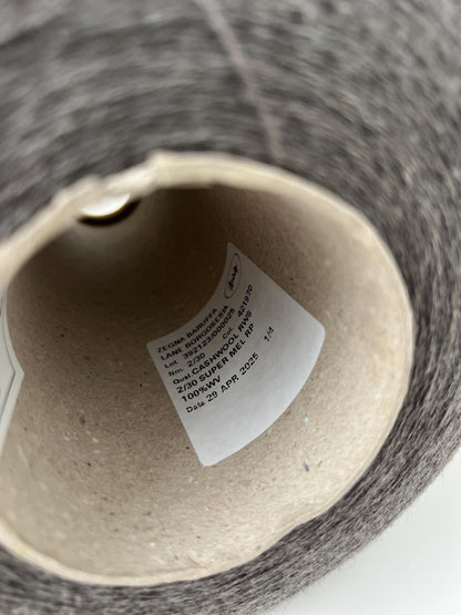 100% Merino yarn on cone. Cashwool,Nm2/30, ZEGNA,Color Gray.Per 100 gr