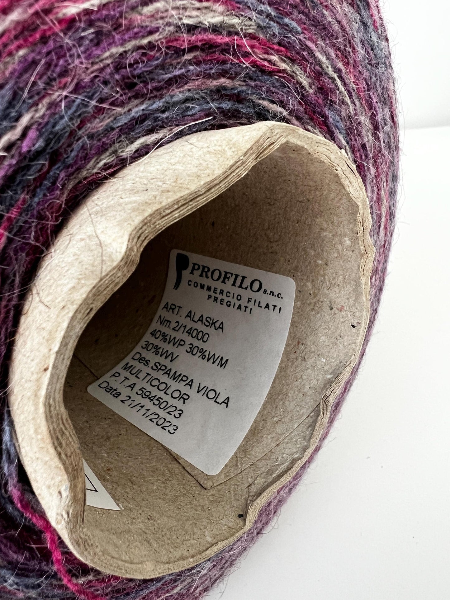 Alpaca 40%,Merino 30%,Mohair 30% Yarn.PROFILLO,Color Stampa.Per 100 gr