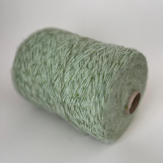 Sequin Yarn. 36% PL, 35% PC, 19% PA, 5% Merino. Light Green. Per 100gr