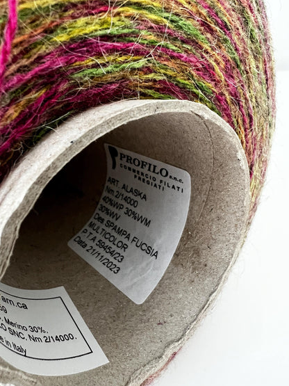 Alpaca 40%,Merino 30%,Mohair 30% Yarn.PROFILLO,Color Fucsia.Per 100 gr