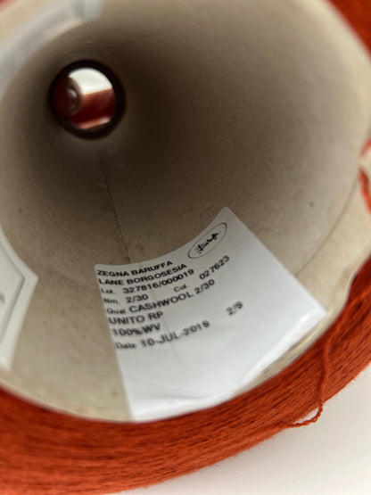 100% Merino yarn on cone. Cashwool,Nm2/30, ZEGNA,Color Rust.Per 100 gr