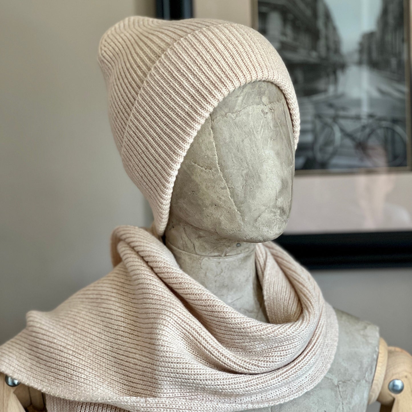 Beige  100% Pure Cashmere Oversized Knit Scarf–Warm & Luxurious Wrap