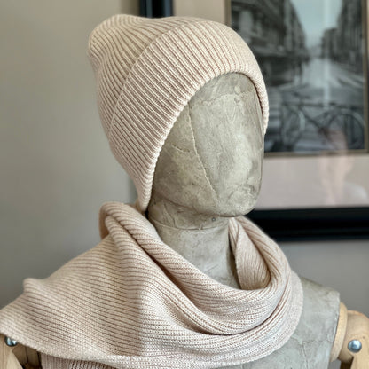 Beige  100% Pure Cashmere Oversized Knit Scarf–Warm & Luxurious Wrap